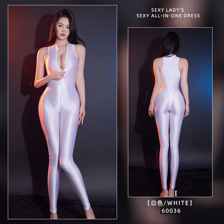 A glossy, silky-smooth, and highly elastic bodysuit.