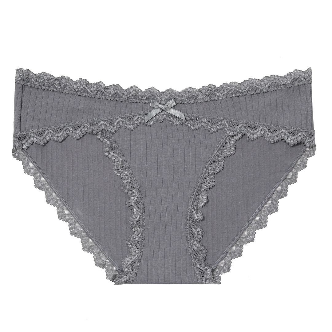 Lace-trimmed bow panties