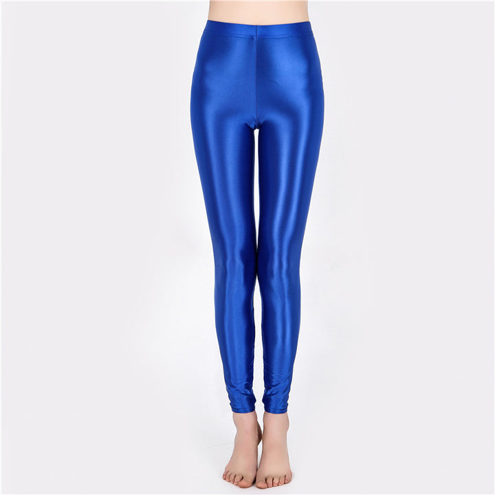 Sheer-look glossy yoga pants