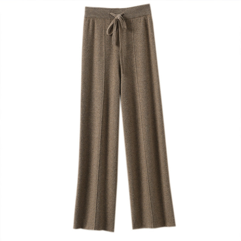 New Autumn/Winter High-Waisted Warm Knitted Straight-Leg Pants