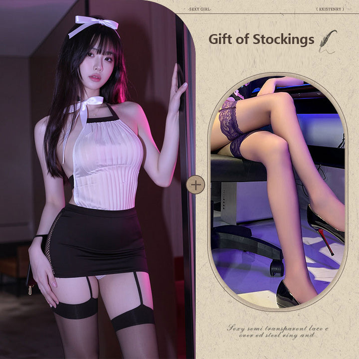 New "Junior Secretary" Style: Backless Cut-Out Bodycon Skirt Set