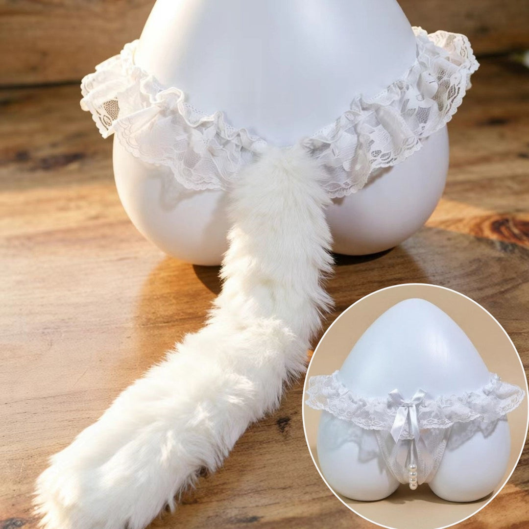 Fox-tail pearl thong