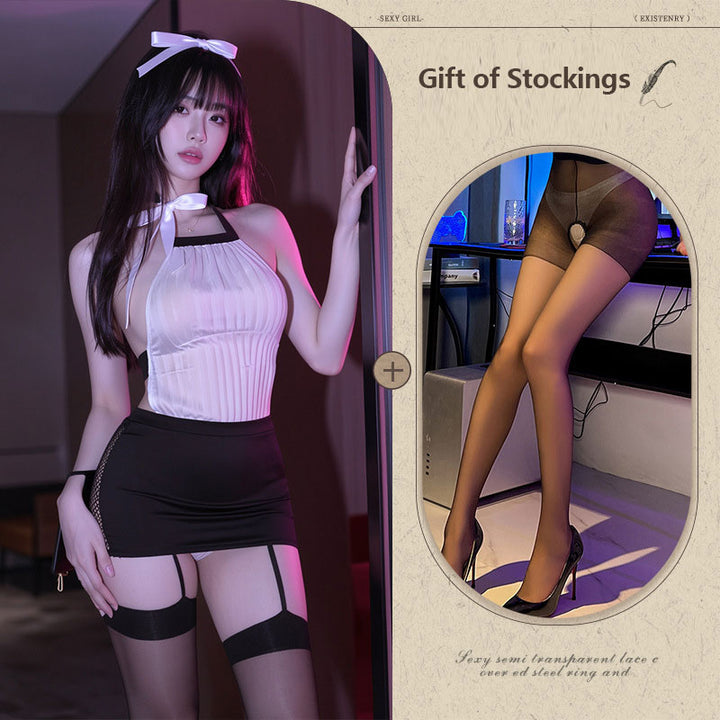 New "Junior Secretary" Style: Backless Cut-Out Bodycon Skirt Set