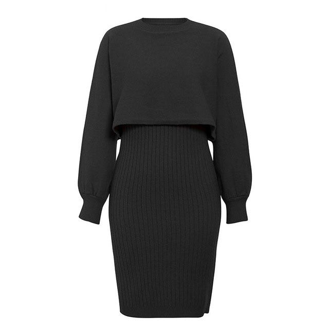 Best-selling two-piece set: knit dress and pullover sweater