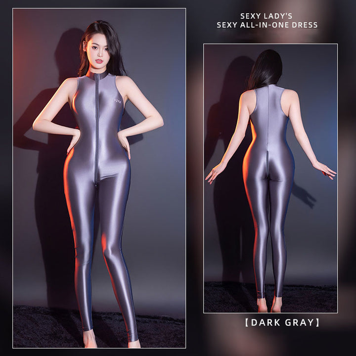 A glossy, silky-smooth, and highly elastic bodysuit.