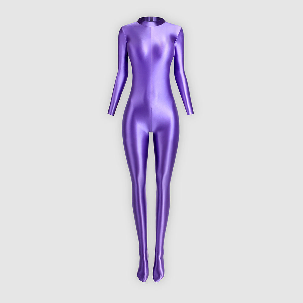 Fitted, stretchy, sporty-style zippered jumpsuit