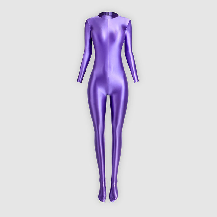 Fitted, stretchy, sporty-style zippered jumpsuit