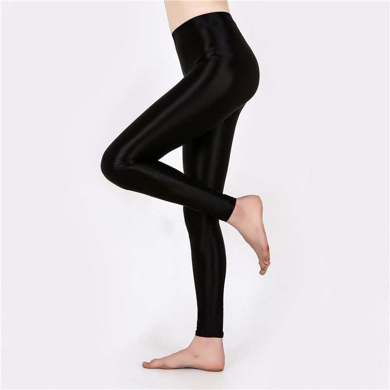 Sheer-look glossy yoga pants