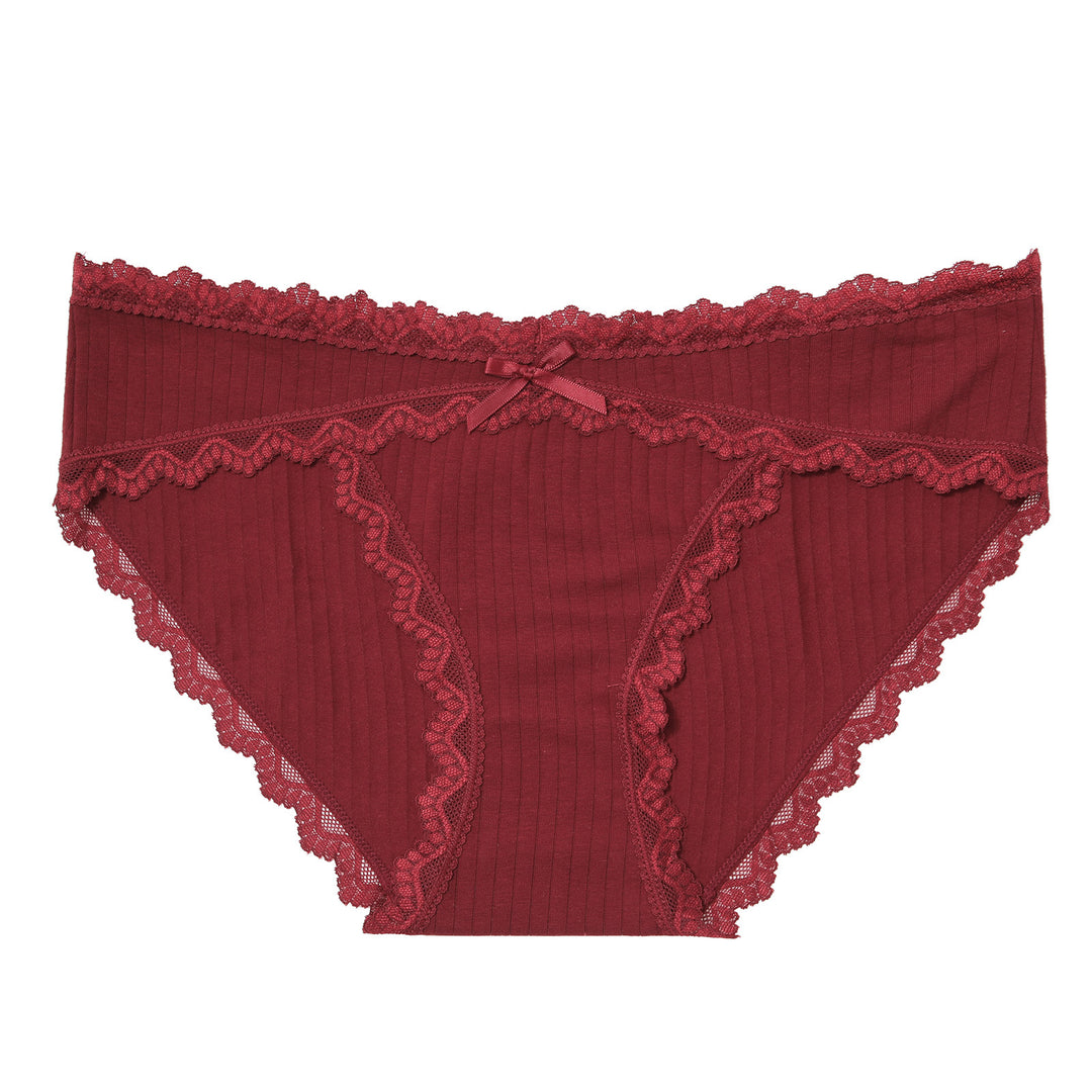 Lace-trimmed bow panties