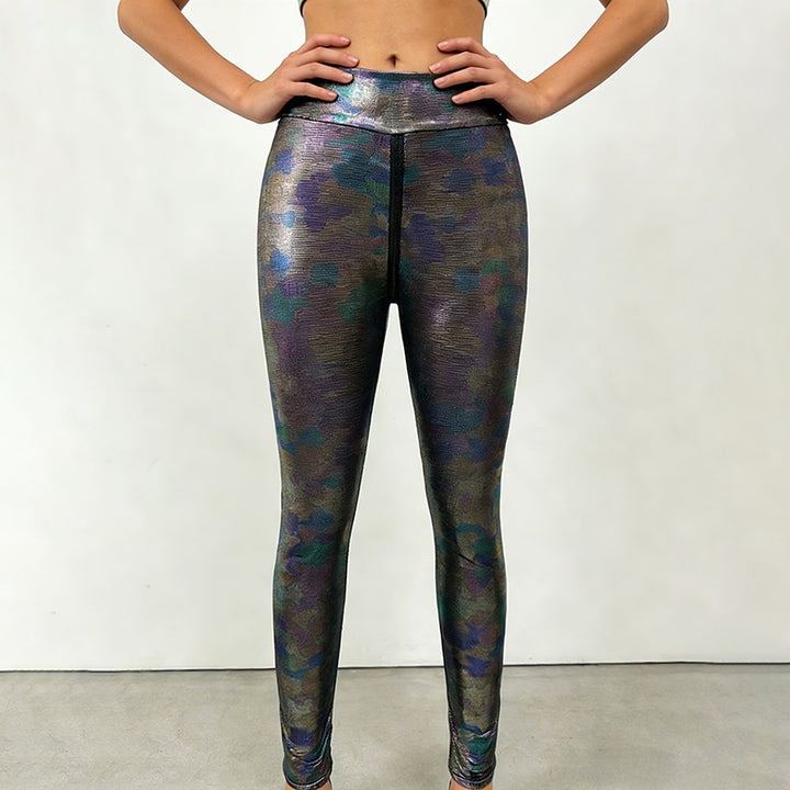 PU leather leggings with a two-way crotch zipper