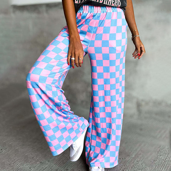 New 3D-print casual trousers: loose, high-waisted, wide-leg fit.
