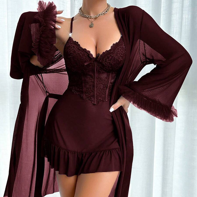 New lace camisole-style lingerie and robe set