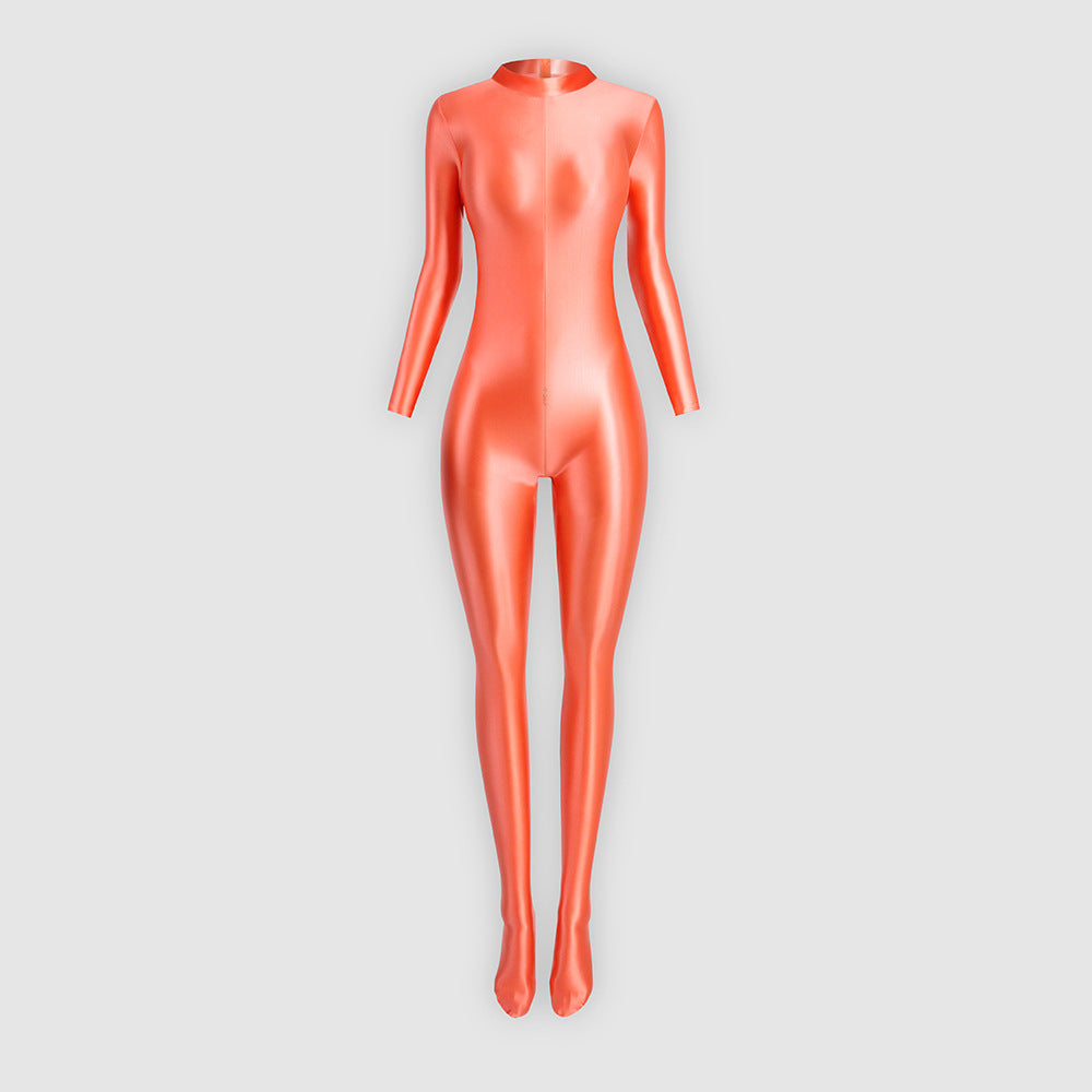 Fitted, stretchy, sporty-style zippered jumpsuit