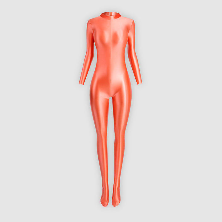 Fitted, stretchy, sporty-style zippered jumpsuit