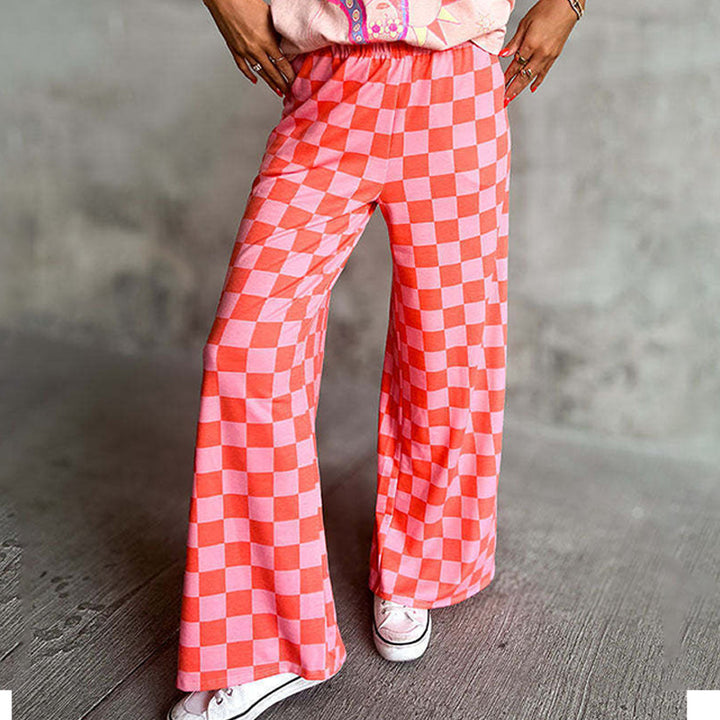 New 3D-print casual trousers: loose, high-waisted, wide-leg fit.