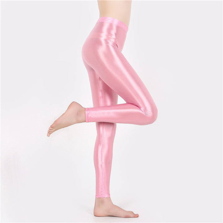 Sheer-look glossy yoga pants