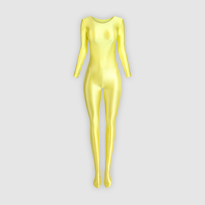 Footed stretchy yoga bodysuit