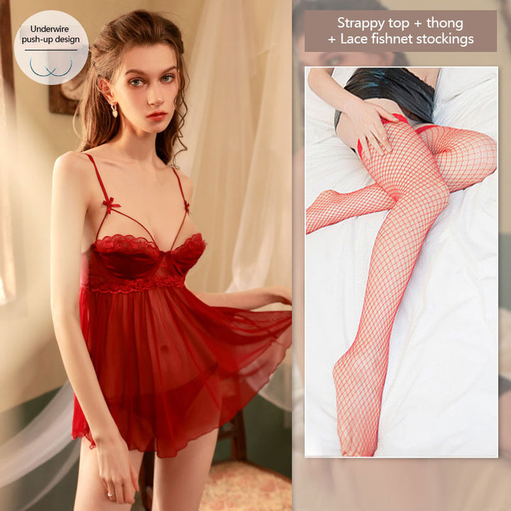 Sexy sheer mesh nightgown