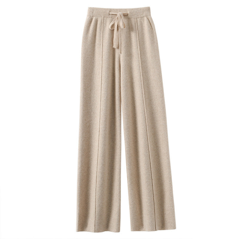 New Autumn/Winter High-Waisted Warm Knitted Straight-Leg Pants