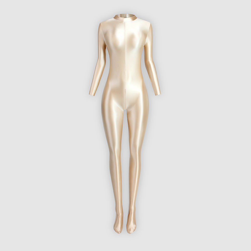 Fitted, stretchy, sporty-style zippered jumpsuit