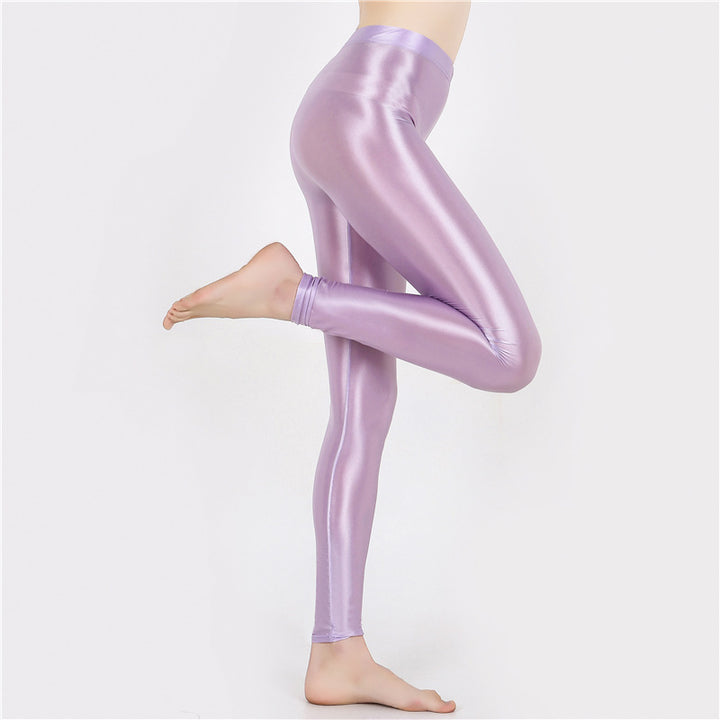 Sheer-look glossy yoga pants
