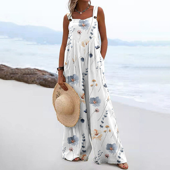 Trendy Printed Wide-Leg Straight-Cut Camisole Jumpsuit