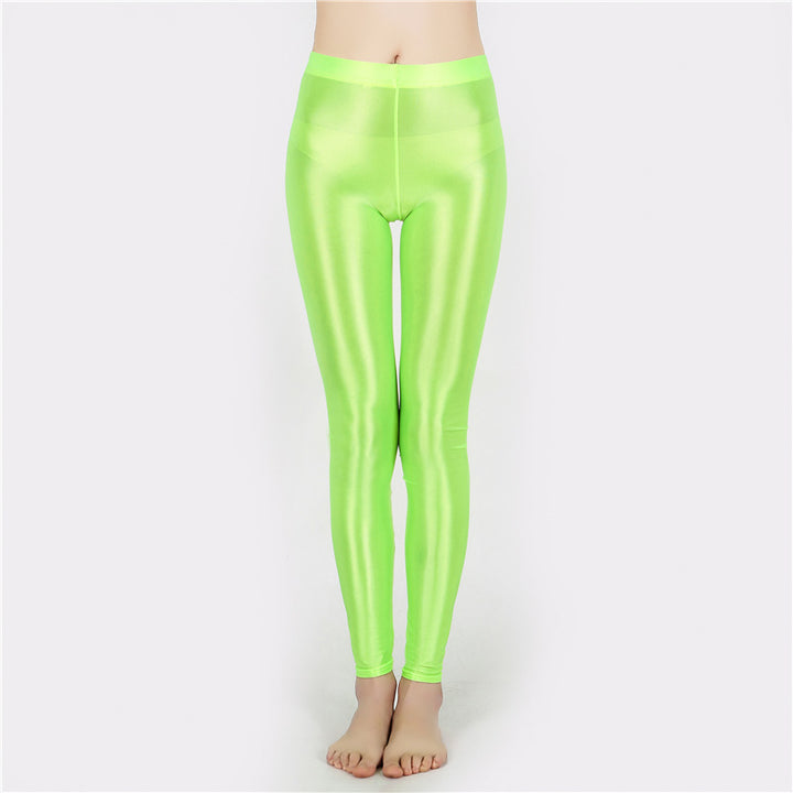 Sheer-look glossy yoga pants