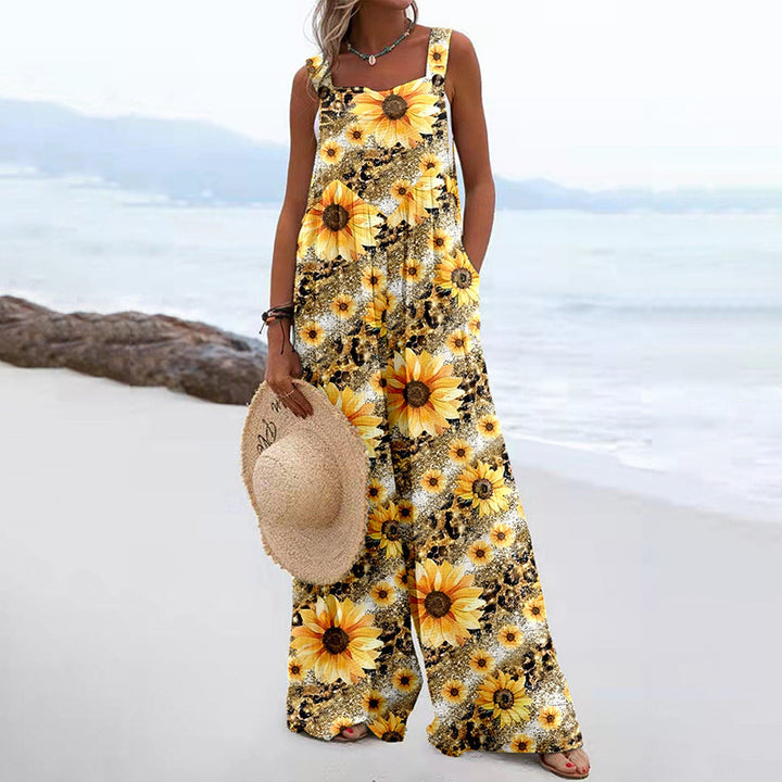 Trendy Printed Wide-Leg Straight-Cut Camisole Jumpsuit
