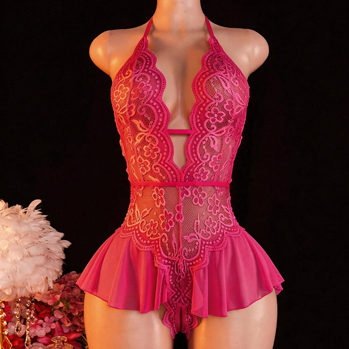 Best-selling sheer lace open-crotch deep-V nightwear