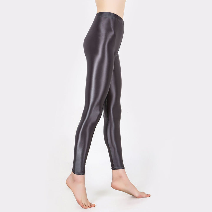 Sheer-look glossy yoga pants