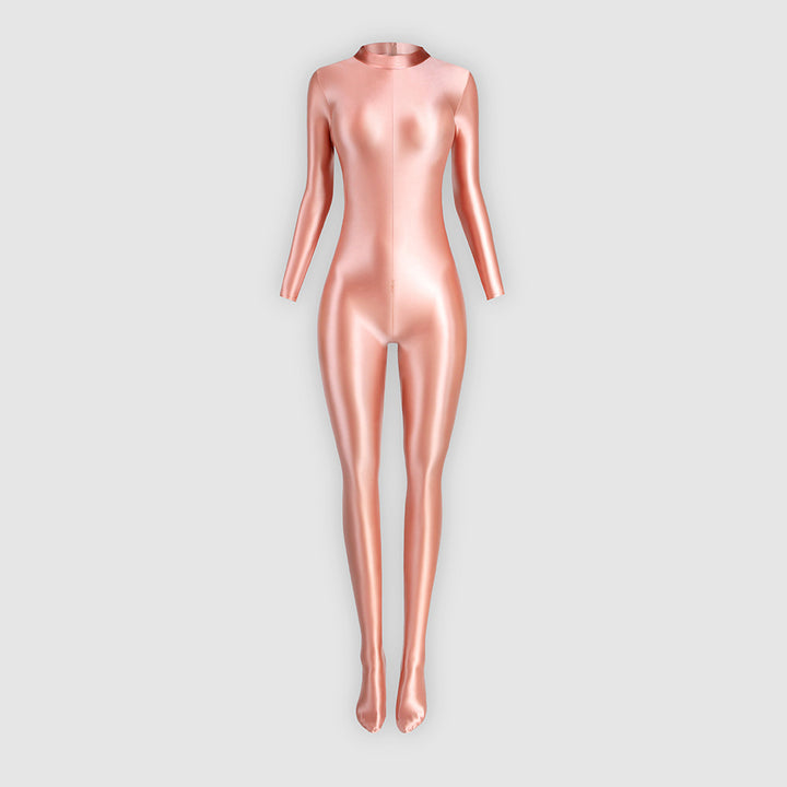 Fitted, stretchy, sporty-style zippered jumpsuit