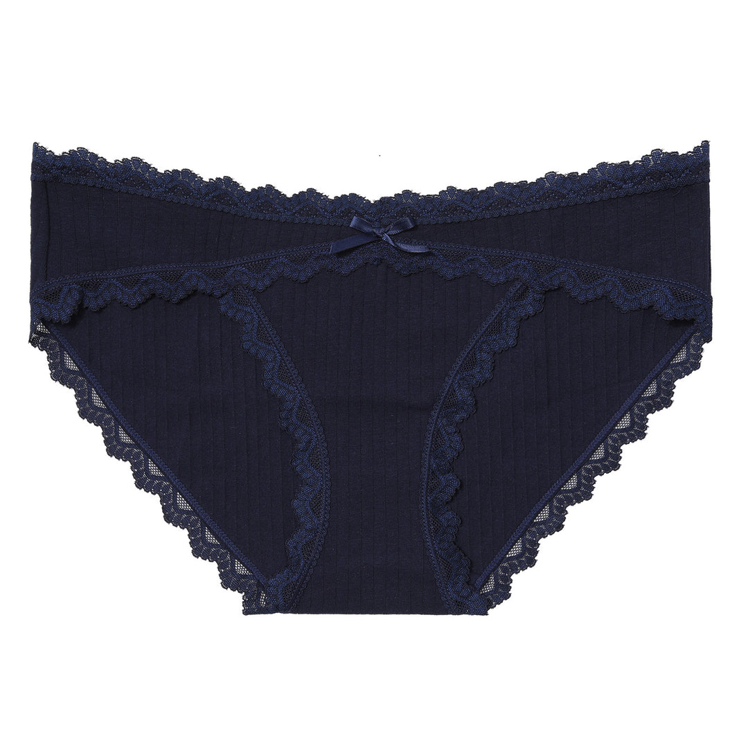 Lace-trimmed bow panties
