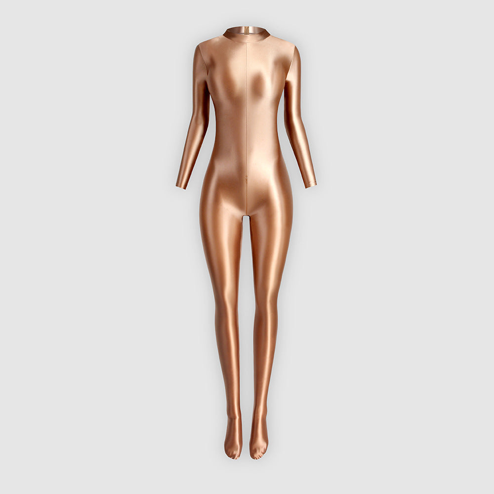 Fitted, stretchy, sporty-style zippered jumpsuit