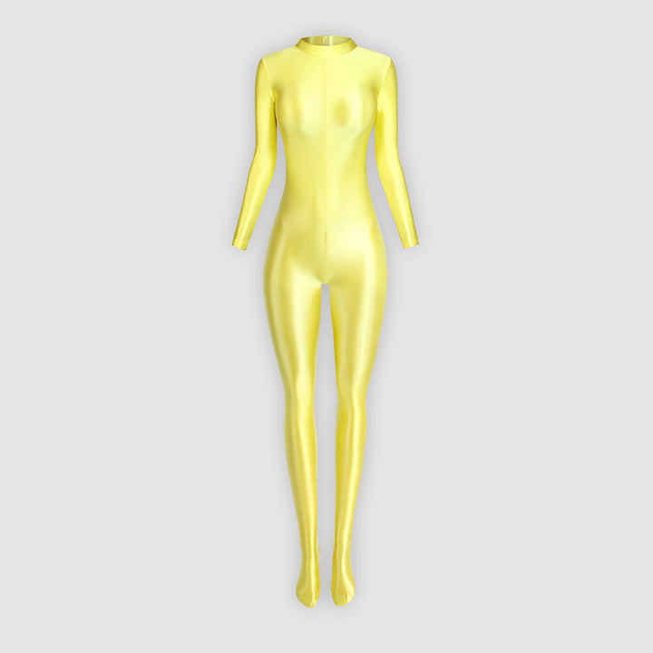 Fitted, stretchy, sporty-style zippered jumpsuit