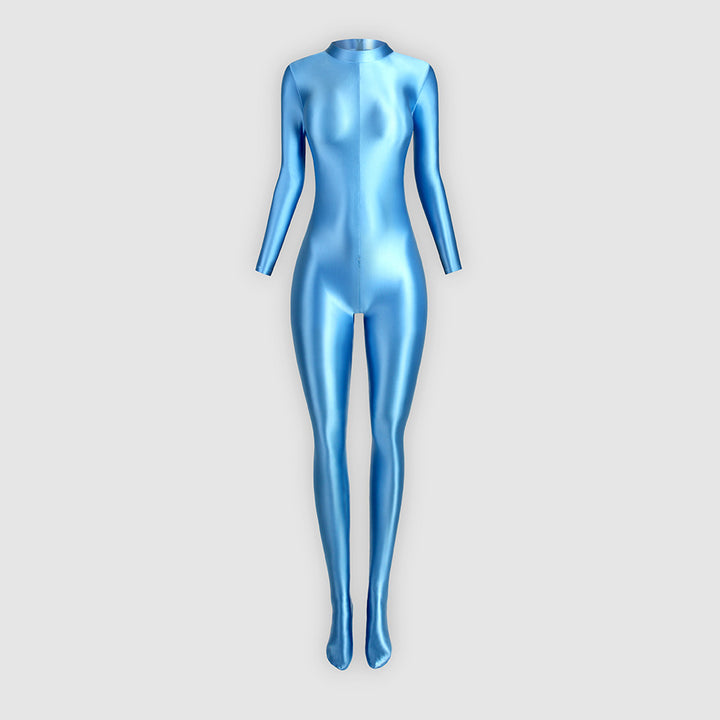 Fitted, stretchy, sporty-style zippered jumpsuit