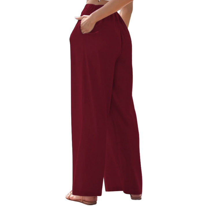 Relaxed-fit linen wide-leg trousers with a drawstring waist