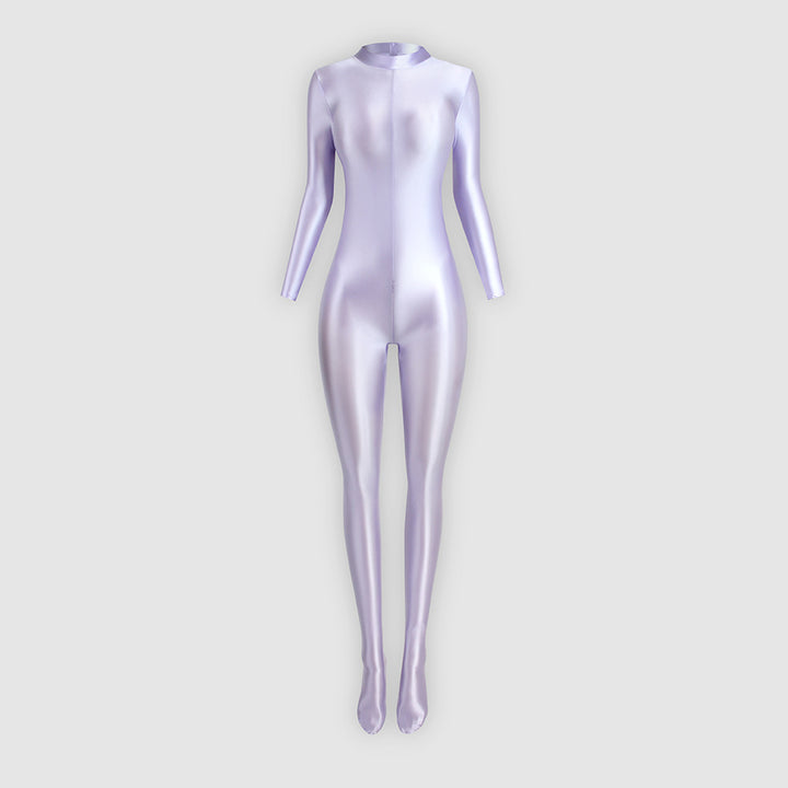 Fitted, stretchy, sporty-style zippered jumpsuit