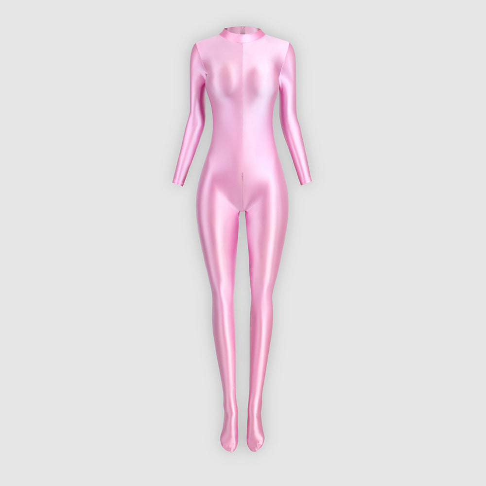 Fitted, stretchy, sporty-style zippered jumpsuit