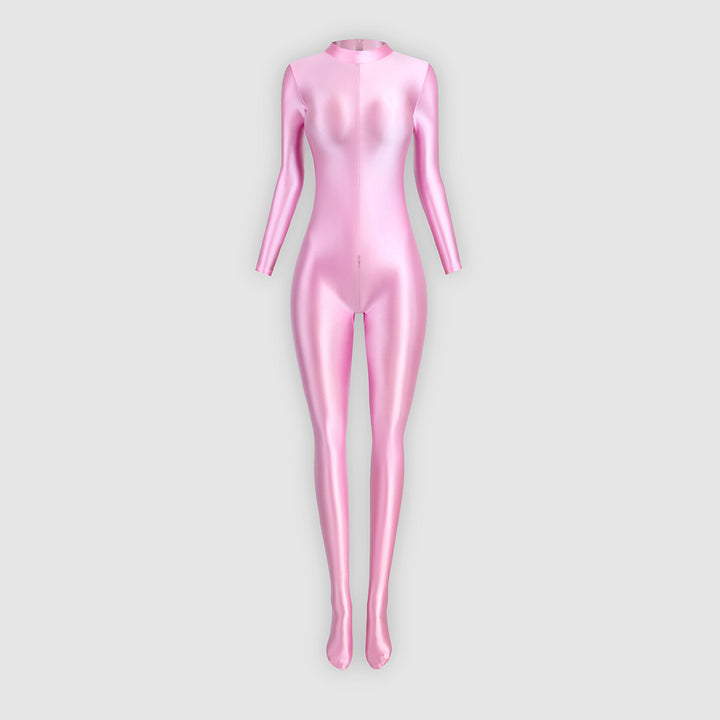 Fitted, stretchy, sporty-style zippered jumpsuit