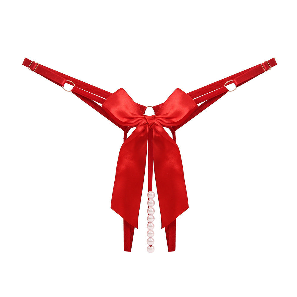 Beaded Tease Open Crotch Thong(Buy 1, get 2 free)