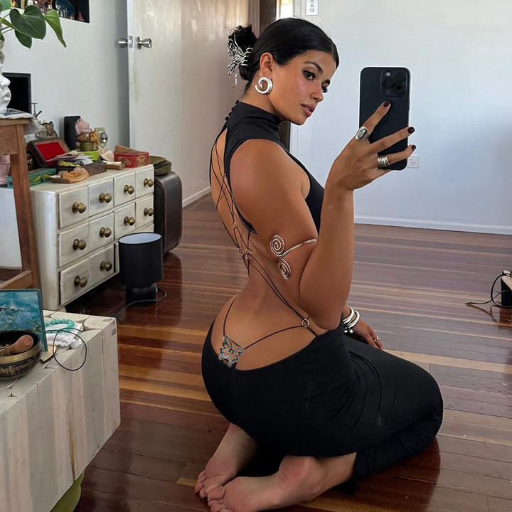 Sexy Open-Back Bow Dress