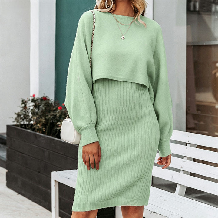 Best-selling two-piece set: knit dress and pullover sweater