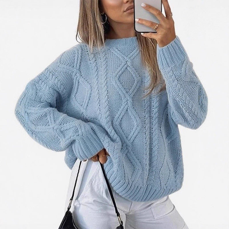 New Autumn/Winter Solid-Color Loose-Fit Knit Top