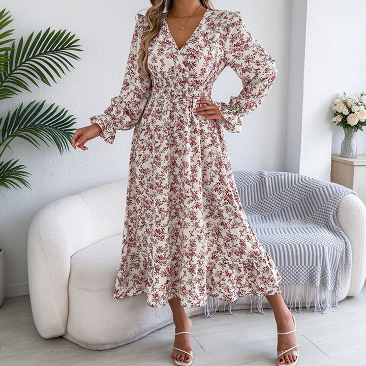 New floral V-neck maxi dress