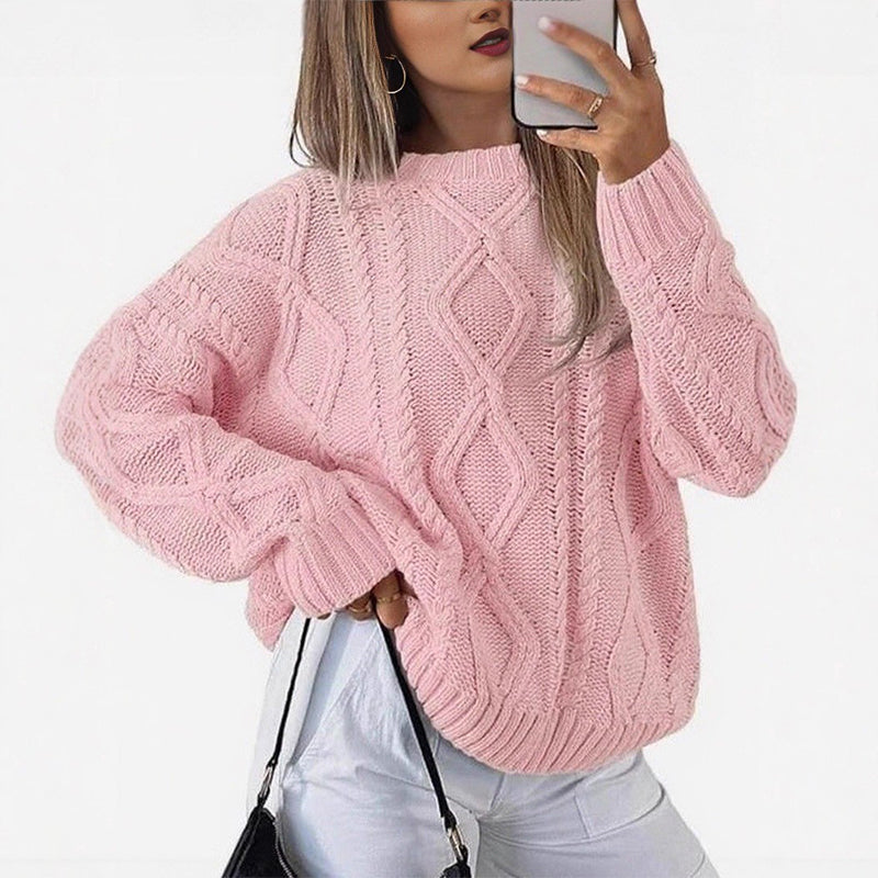 New Autumn/Winter Solid-Color Loose-Fit Knit Top