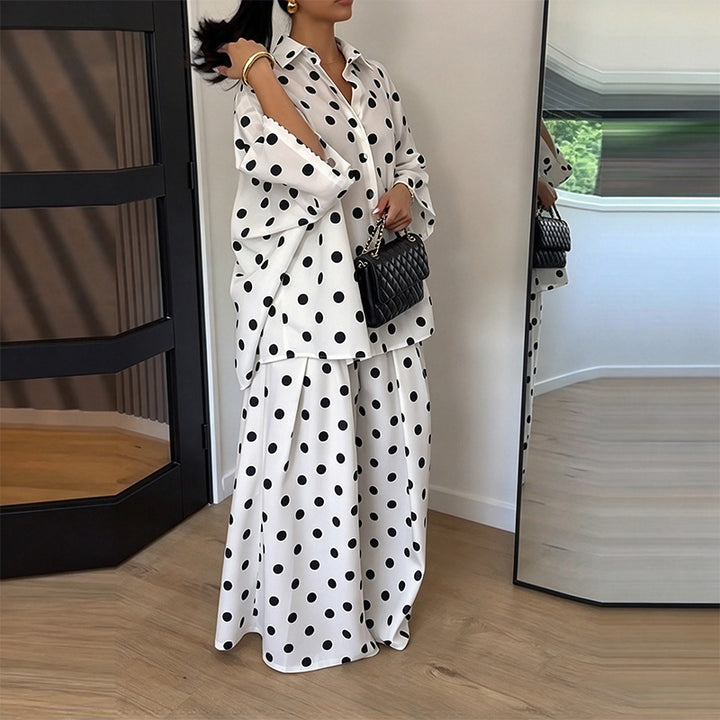 Stylish shirt and wide-leg trousers set