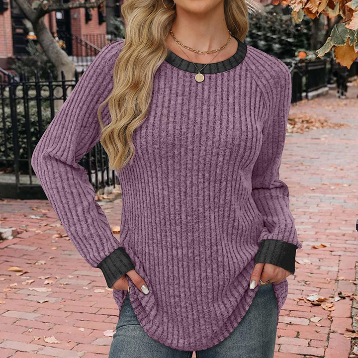 Casual long-sleeve crew-neck top for autumn and winter