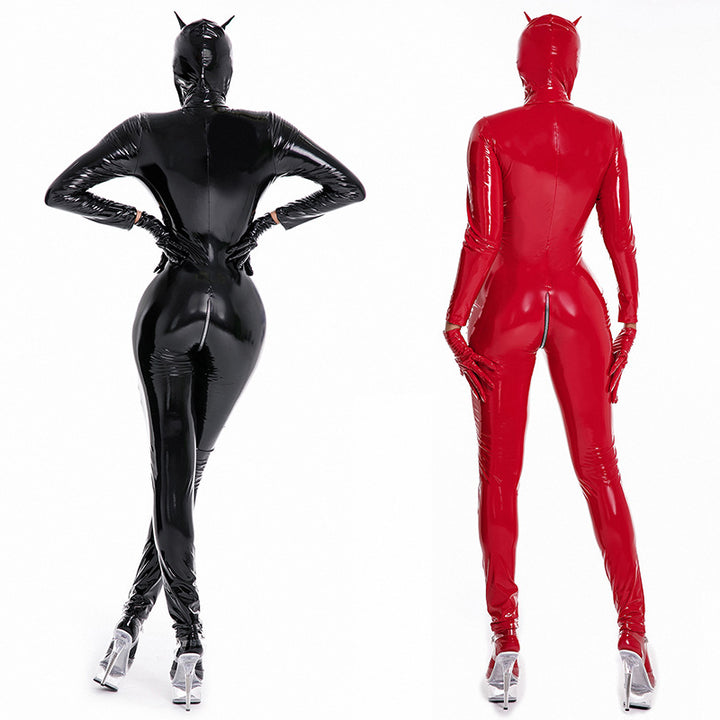 Catwoman-style patent-look PU bodysuit
