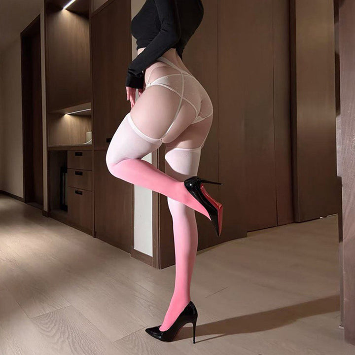 Sexy ombre-style thigh-highs—alluring open-crotch design.