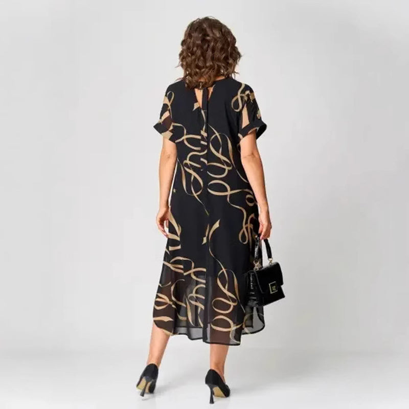 New Printed V-Neck Casual Unlined Maxi Dress